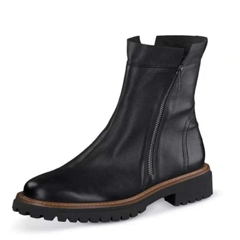 Paul Green Justine Black Leather Ankle Boots Size 8
